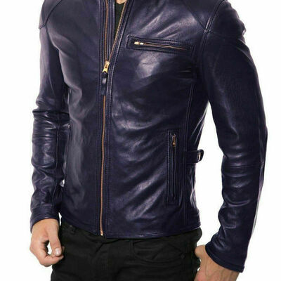 New men quilted leather jacket 100% genuine soft lambskin biker bomber