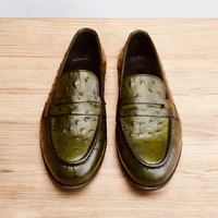 Waterproof Formal Business Handmade  Round Toe Work Shoes, Loafers  Men's Ostrich Print, - Thumbnail 2