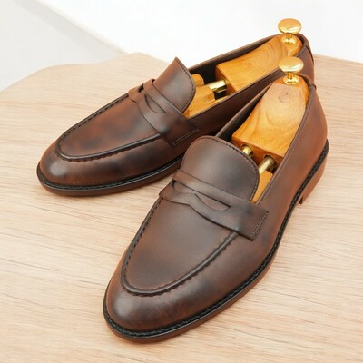 Handmade high quality men's business office dress leather loafers shoes 