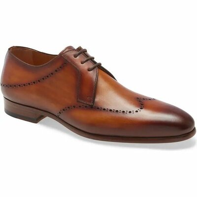 New handmade men's plaka perforated wingtip derby shoes