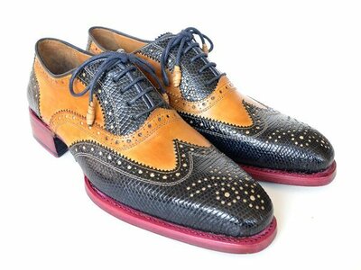 New Handmade Paul Parkman Genuine Iguana & Leather Wingtip Oxford