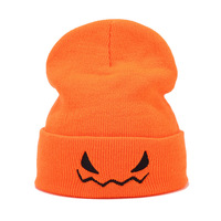 Halloween Pumpkin Devil Embroidery Knitted Hat Beanie Hat UNISEX - Thumbnail 4