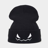 Halloween Pumpkin Devil Embroidery Knitted Hat Beanie Hat UNISEX - Thumbnail 2