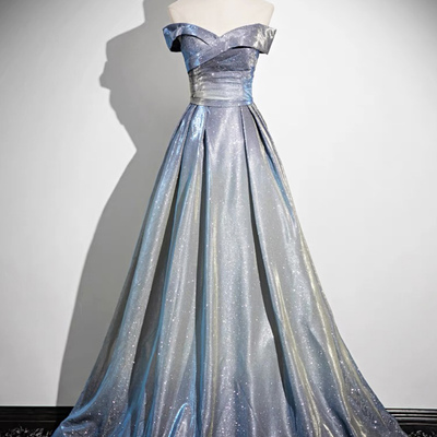 A-line gradient blue floor length prom dress party dress - Thumbnail 2