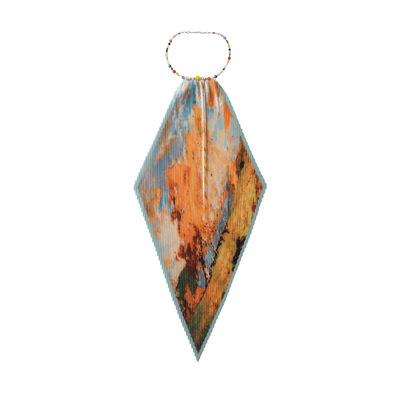 Oil painting style wrinkled beads diamond threaded ribbed casual sling - Thumbnail 5