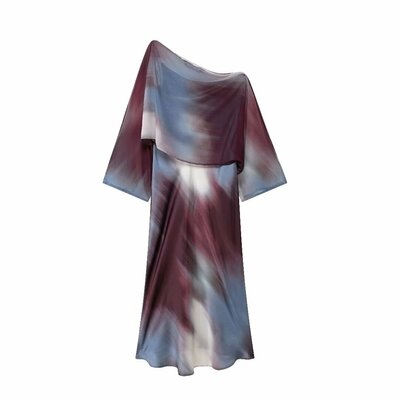Layered printed satin dress