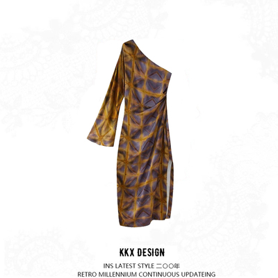 Street fashion printed asymmetric dress - Thumbnail 5