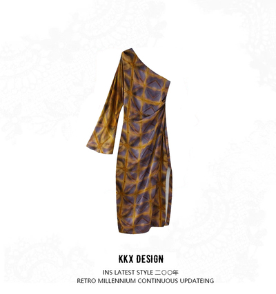 Street Fashion Printed Asymmetric Dress