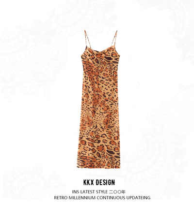 Street Fashion See-Through Leopard Print Dress