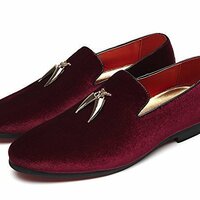Rounded Toe Handmade Maroon Color Moccasin Loafer Slip Ons Suede Leather Shoes - Thumbnail 1
