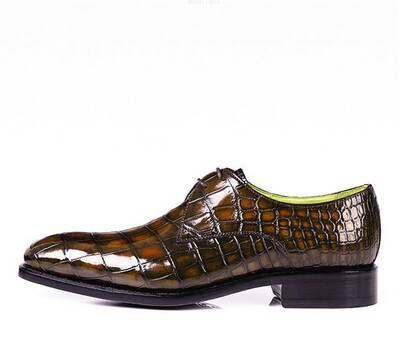 Men’s Handmade Alligator Leather Modern Classic Lace-up Dress Oxfords Shoes