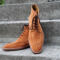 Crafted Leather Handmade Classic Mens Tan Suede Leather Split Toe Jodhpur Boot - Thumbnail 1