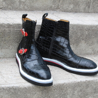 Crafted Leather Tri Rubber Sole Black Crocodile/Alligator Leather Jodhpur Boot - Thumbnail 3