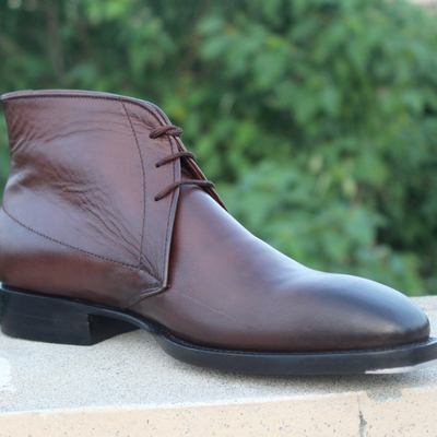 Crafted leather classic brown leather chukka boot  - Thumbnail 5
