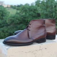 Crafted Leather Classic Brown Leather Chukka Boot  - Thumbnail 1