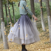 Gray Tulle Midi Skirt Outfit Women Ruffle Midi Tulle Skirt Wedding Outfit Party Skirt Plus Size Custom - Thumbnail 4