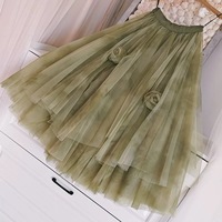 Gray Tulle Midi Skirt Outfit Women Ruffle Midi Tulle Skirt Wedding Outfit Party Skirt Plus Size Custom - Thumbnail 6