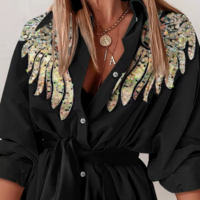 Fashion Sexy Women'S Wings Bead Long Sleeve Dress - Thumbnail 1