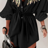 Fashion Sexy Women'S Wings Bead Long Sleeve Dress - Thumbnail 2