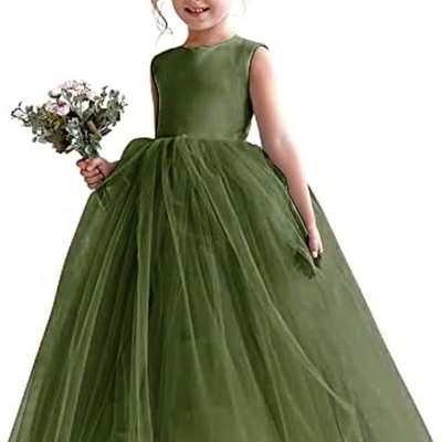 Sage flower girl dresses floor length