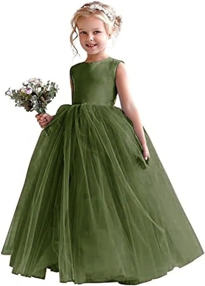 Sage Flower Girl Dresses Floor Length
