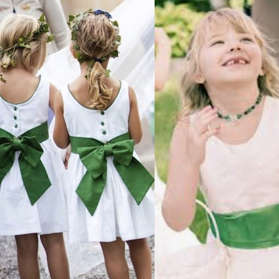 Flower Girl Dresses with Green Buttons
