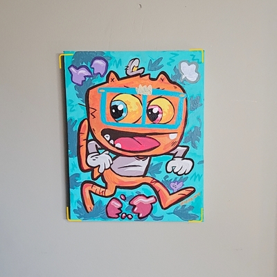 Alleycat daily cat  teal (acrylic) 8x10