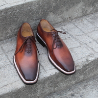 Crafted Leather Classic Oxford - Brown Calf Dress Double Norwegian Welted Lace up Men Shoes - Thumbnail 2