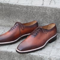 Crafted Leather Classic Oxford - Brown Calf Dress Double Norwegian Welted Lace up Men Shoes - Thumbnail 3