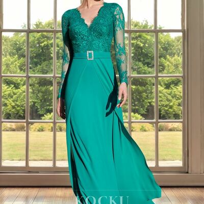 Blue sheath mother of the bride/groom dresses lace evening gowns wedding guest dress