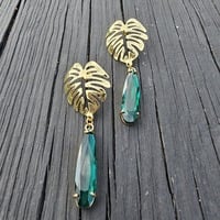 Monstera Drop Earrings  - Thumbnail 1