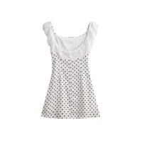 Sweet bow-decorated slim-fit polka dot print A-line skirt - Thumbnail 1