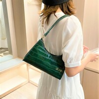 Minimalist Crocodile Pattern Faux Leather Short Shoulder Strap Mini Bag  y2K, 90s Ootd  - Thumbnail 5