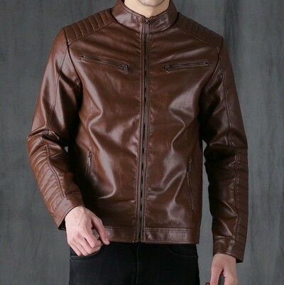 Men’s Zipper Leather Jacket Genuine Real Lambskin Leather Jacket