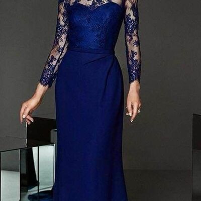 Royal blue mother of the bride/groom dresses lace evening gowns wedding guest dress