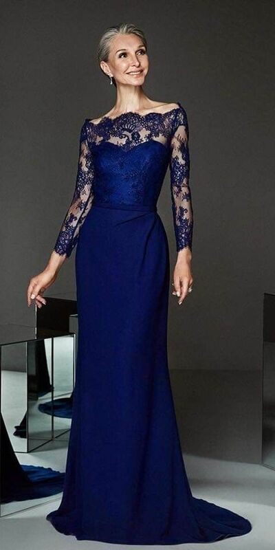 Royal Blue Mother Of The Bride/Groom Dresses Lace Evening Gowns Wedding Guest Dress