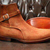 Crafted Leather Handmade Classic Brown Suede Leather Jodhpur Boot - Thumbnail 1