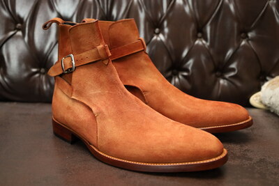 Crafted Leather Handmade Classic Brown Suede Leather Jodhpur Boot