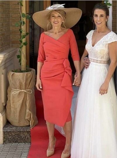 Orange Mother Of The Bride/Groom Dresses Simple Tea-length Evening Gowns Wedding Guest Dress