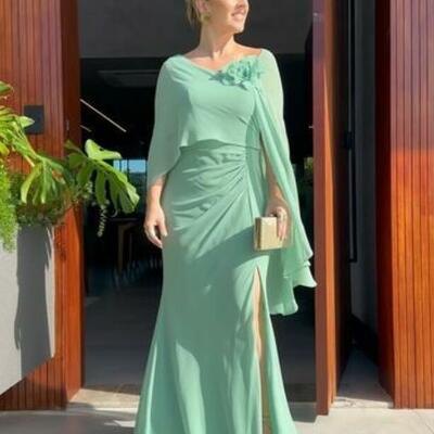 Green mother of the bride/groom dresses simple evening gowns wedding guest dress