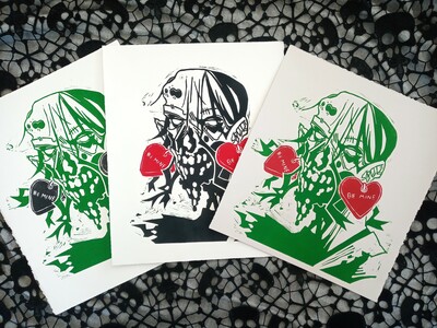 BE MINE Linocut Print