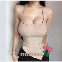 Irregular halterneck tube top with built-in breast pads - Thumbnail 1