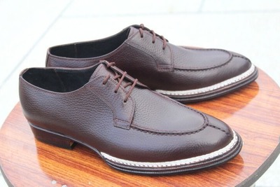 Crafted Leather Handmade Brown Luxury Norwegian Welted Oxford Lace up Formal Dress Shoes