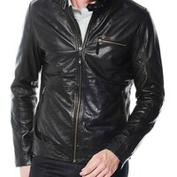 Mens Leather Jacket Stylish Slimfit Genuine Lambskin Motorcycle Bomber Biker - Thumbnail 1