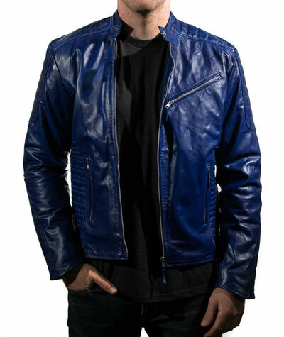 Mens Leather Jacket Stylish Slimfit Genuine Lambskin Motorcycle Bomber Biker