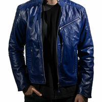 Mens Leather Jacket Stylish Slimfit Genuine Lambskin Motorcycle Bomber Biker - Thumbnail 1