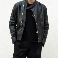 Mens Akira Kaneda Black Leather Motorcycle Jacket Limited Edition - Thumbnail 4