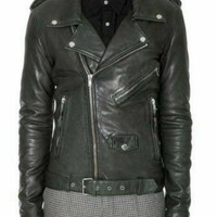 New Men's Genuine Lambskin Leather Slim Fit Biker Motorcycle Jacket - Thumbnail 1