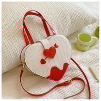 Amor Heart Shaped Leather Bag - Thumbnail 3