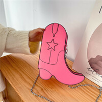 Cowboy Boots Shaped Leather Bag - Thumbnail 1